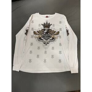 Women's White Harly-Davidson Long Sleeve T-Shirt Size XL 105th Anniversary